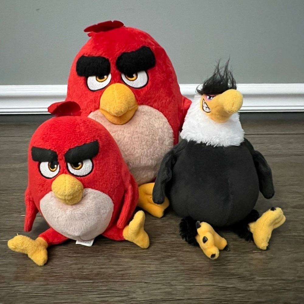 Angry Birds Movie Plush Lot Red Bird Mighty Eagle Rovio Stuffed Animal Toys 3pc